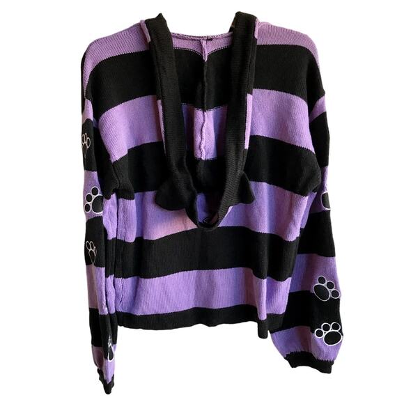Kikis Delivery Service JiJi Black Cat Purple and Black Stripe Zip Cardigan sz S - Picture 2 of 8